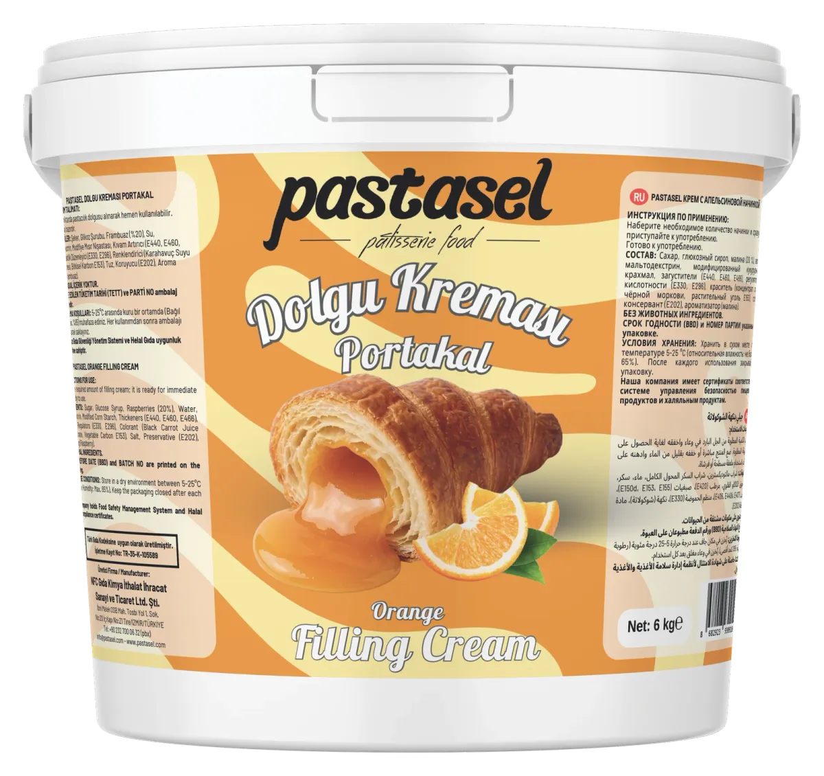 Pastasel Orange Filling Cream, 6 kg bucket