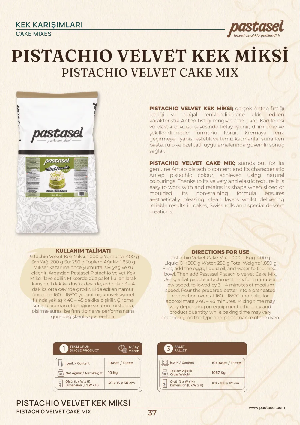 Katalog sayfa 38: Pistachio Velvet Kek Miksi (Kek Karışımları)