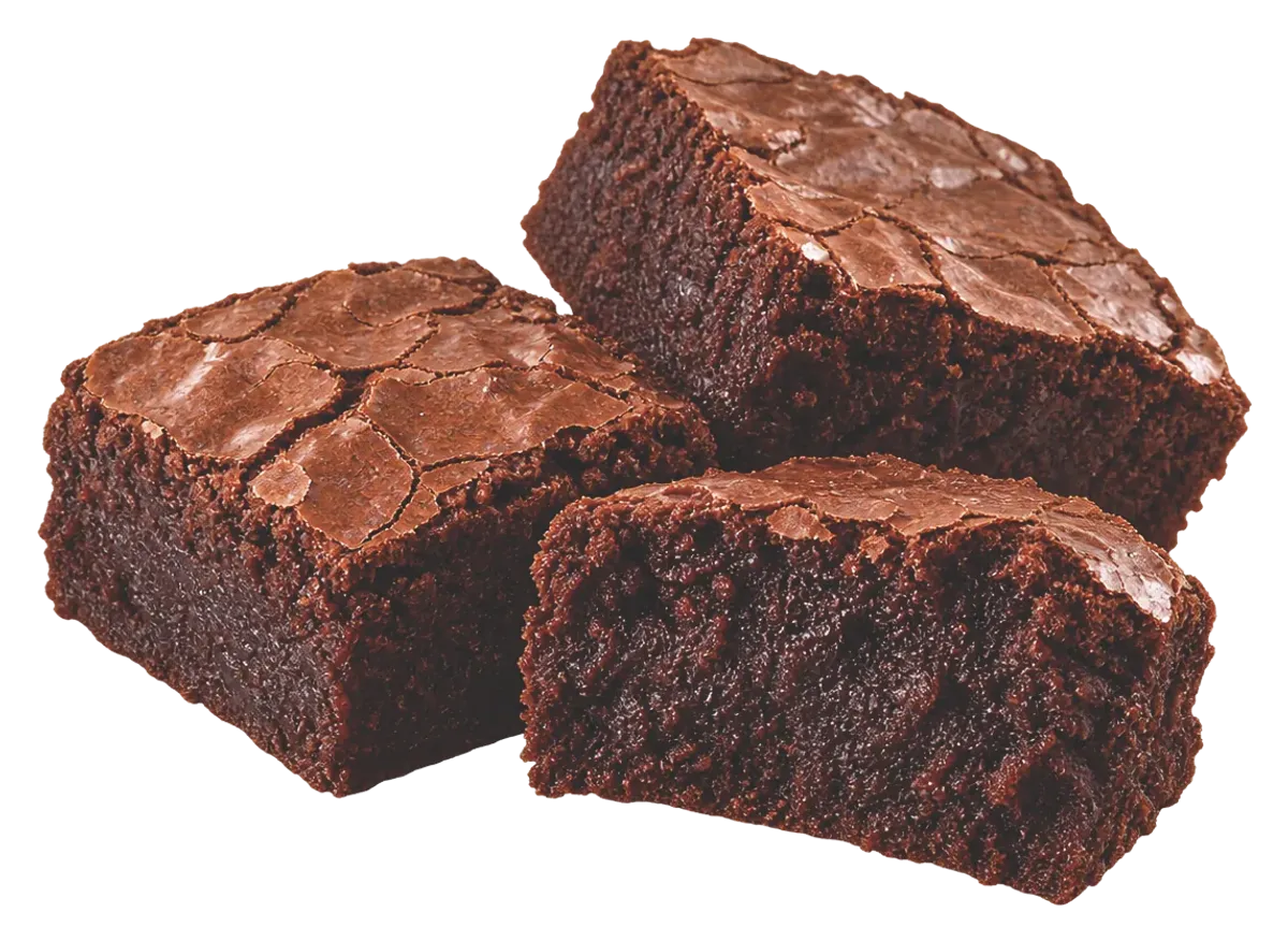 Çatlak yüzeyli, yoğun çikolatalı brownie kareleri