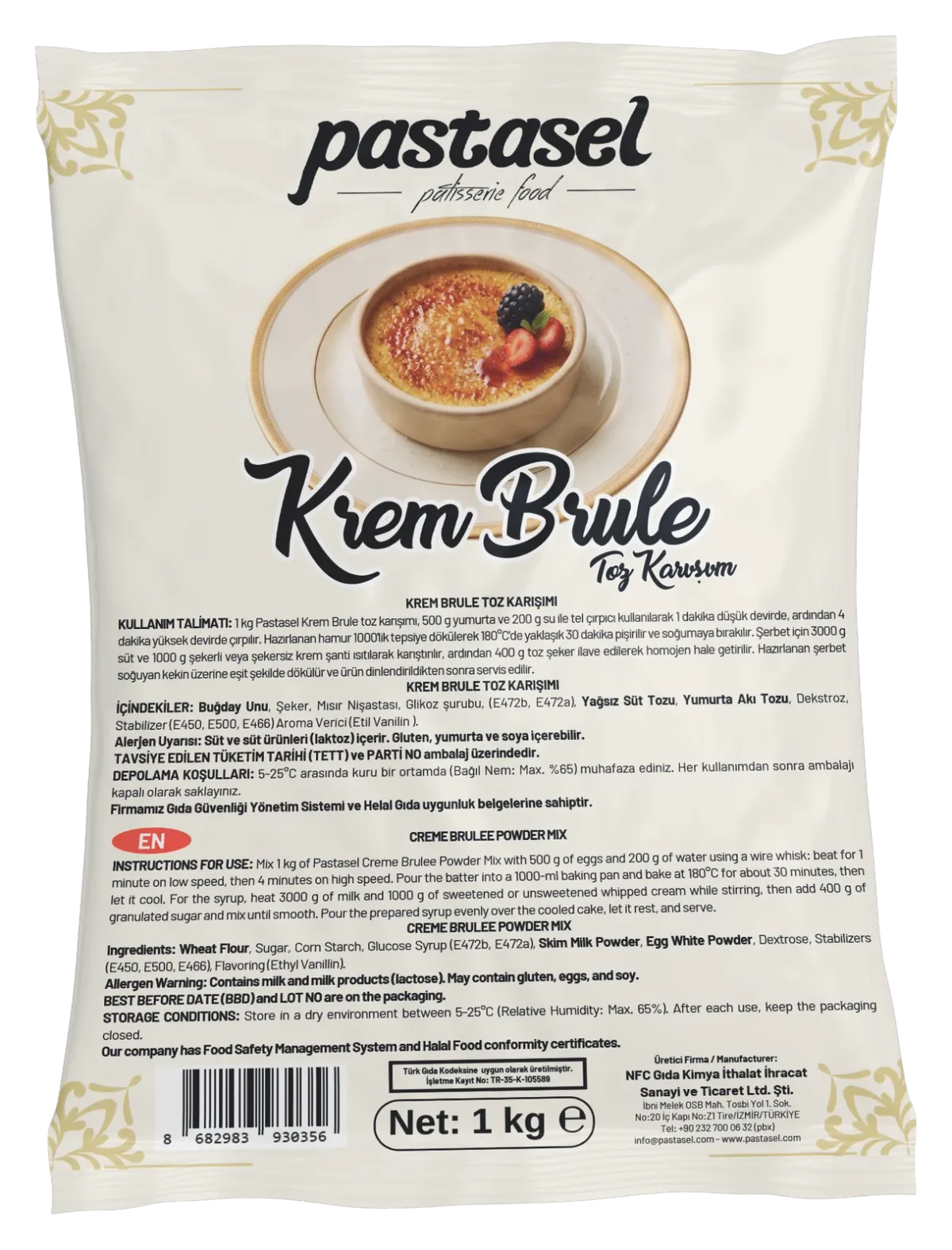 Pastasel Crème Brûlée Mix, 1 kg foil pack