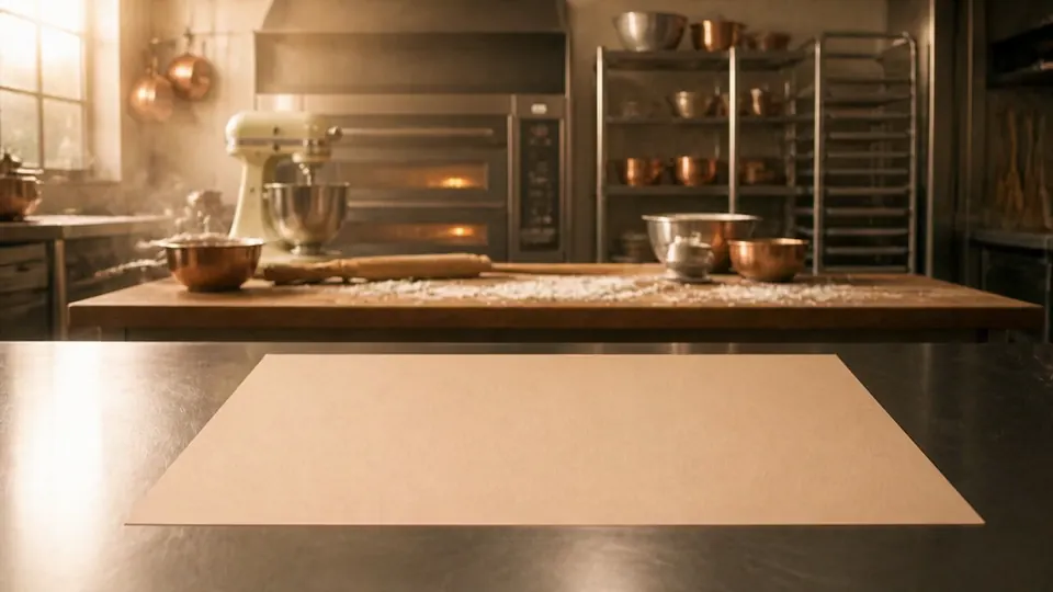 Krema torbasıyla pasta tahtasına sıkılan Pastasel logosu, yanında çilek ve kiraz