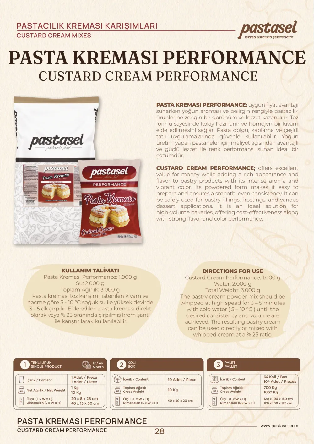 Katalog sayfa 29: Pasta Kreması Performance (Pastacılık Kreması Karışımları)
