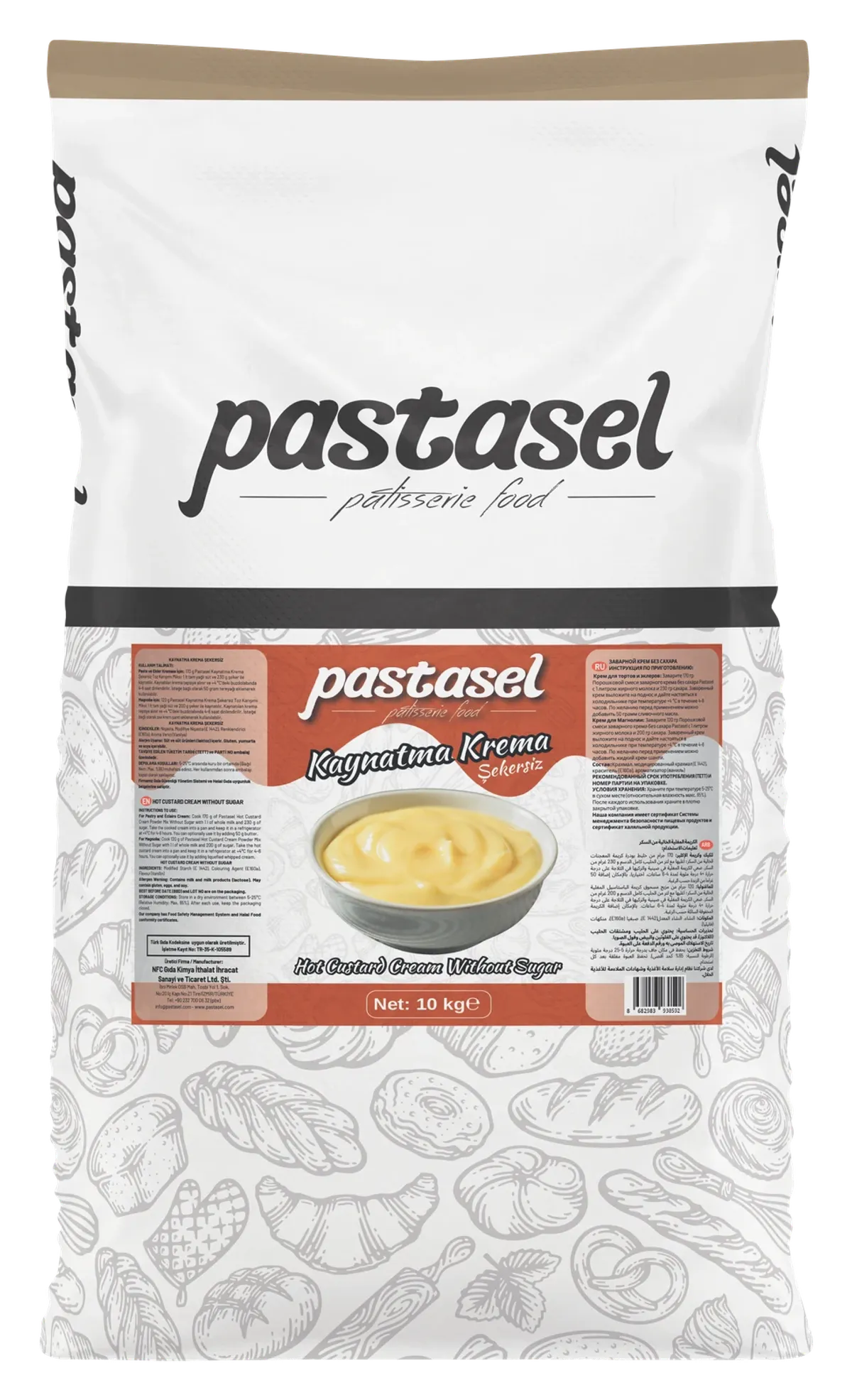 Pastasel Kaynatma Krema Şekersiz 10 kg kraft torba ambalajı
