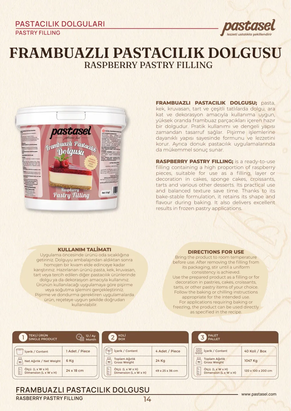 Katalog sayfa 15: Frambuazlı Pastacılık Dolgusu (Pastacılık Dolguları)