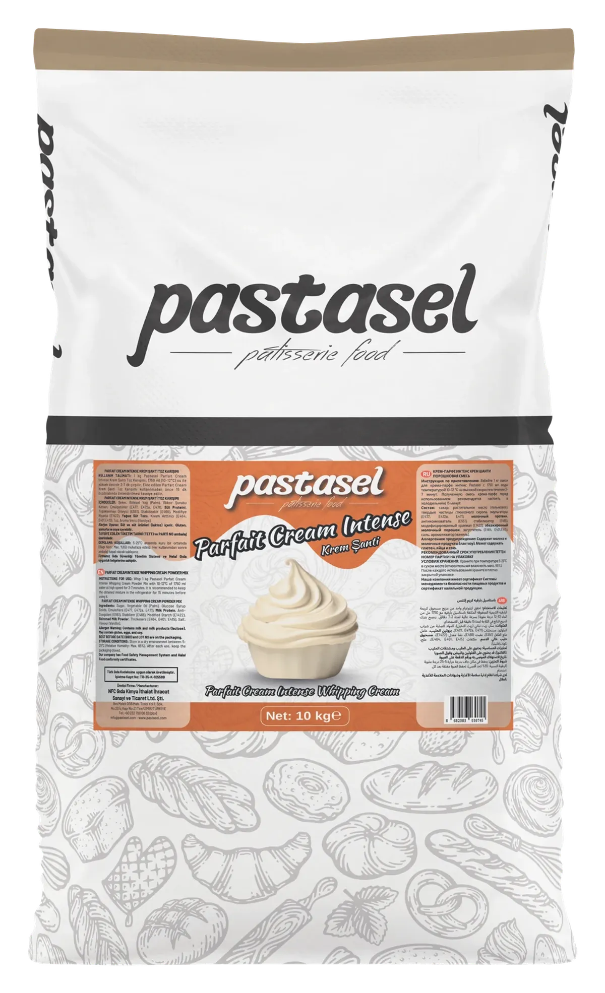 Pastasel Parfe Cream Intense Şanti 10 kg kraft torba ambalajı