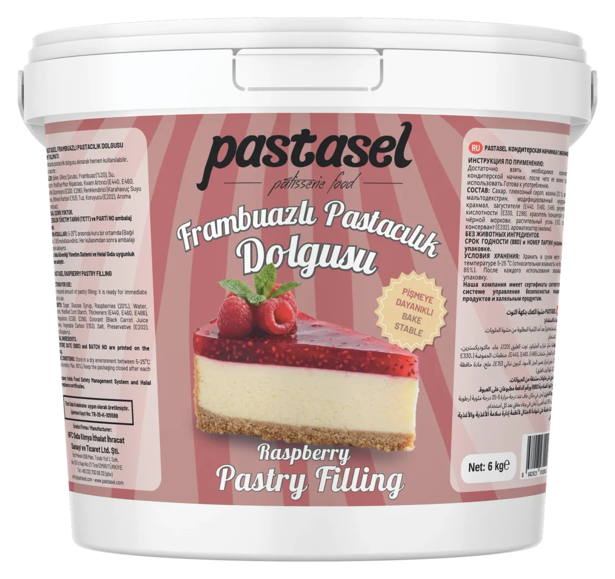 Pastasel Frambuazlı Pastacılık Dolgusu 6 kg kova ambalajı