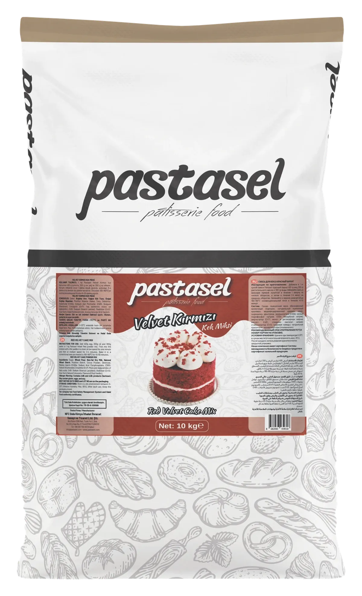 Pastasel Velvet Kırmızı 10 kg kraft torba ambalajı