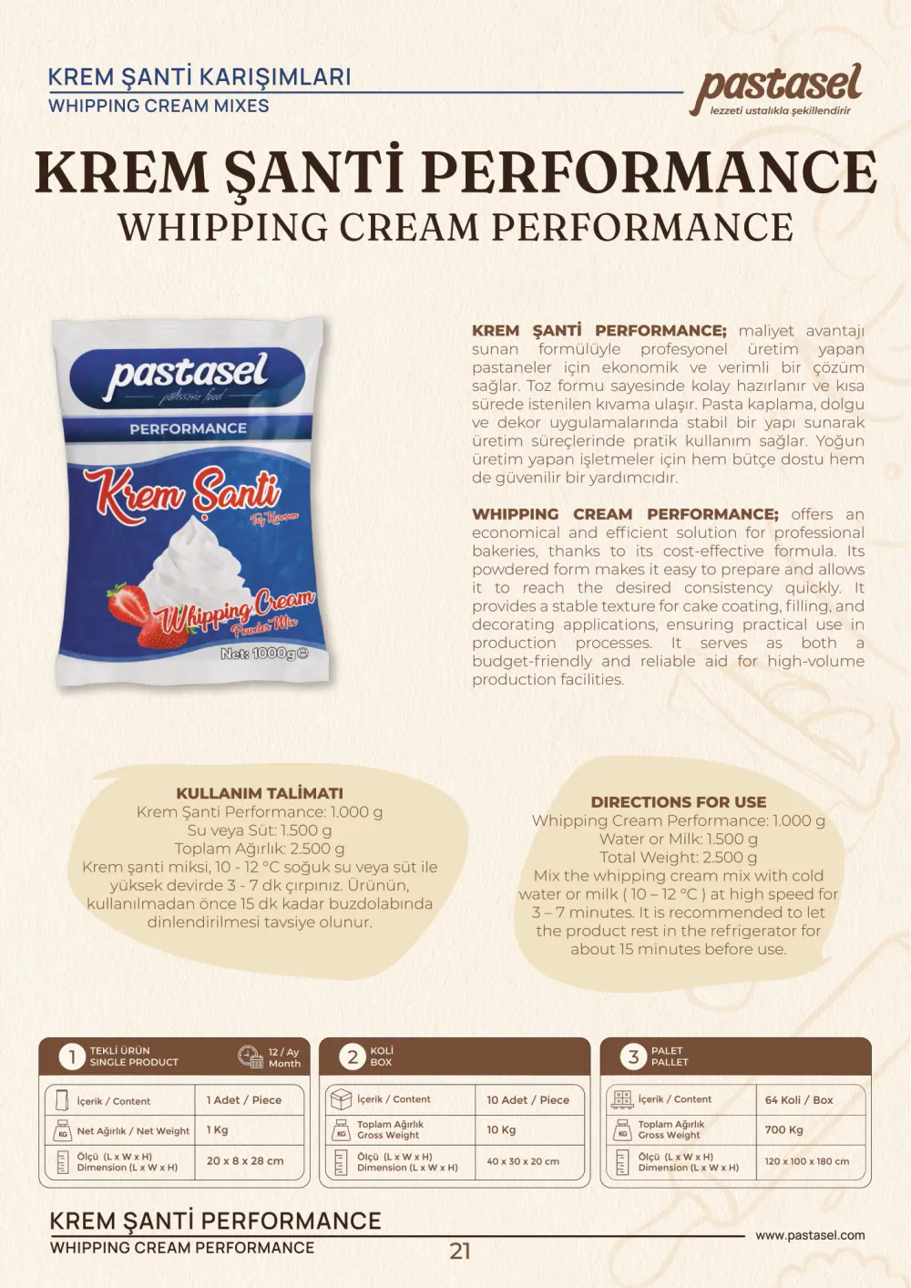 Katalog sayfa 22: Krem Şanti Performance (Krem Şanti Karışımları)