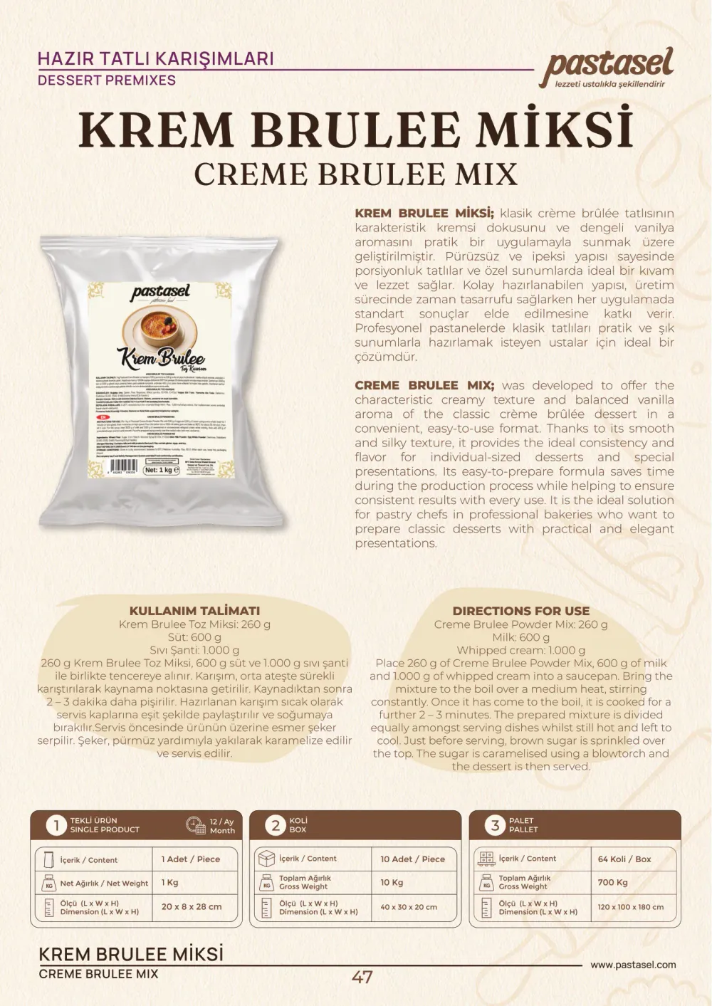 Katalog sayfa 48: Krem Brulee Miksi (Hazır Tatlı Karışımları)