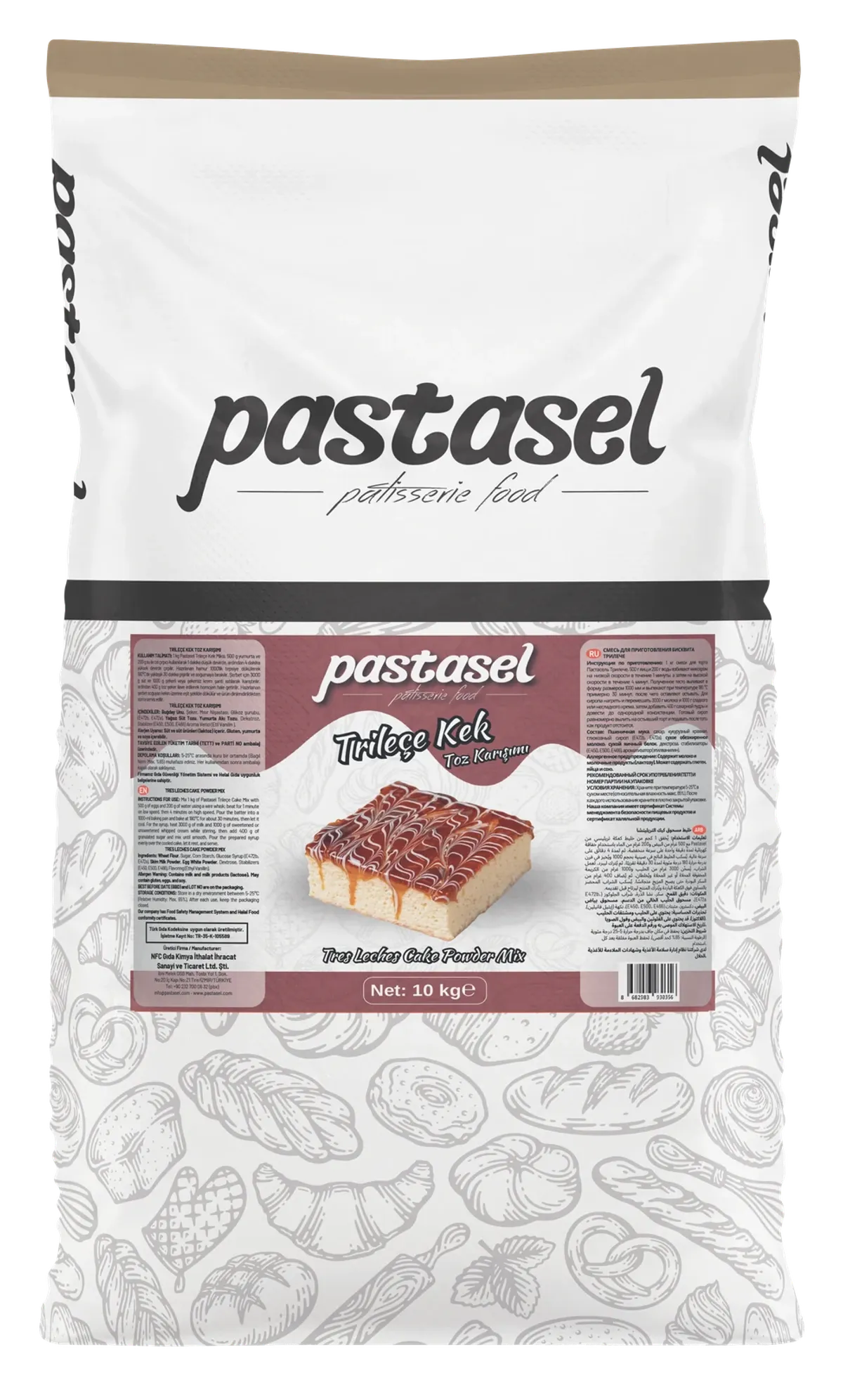 Pastasel Trileçe Kek Toz Karışımı 10 kg kraft torba ambalajı