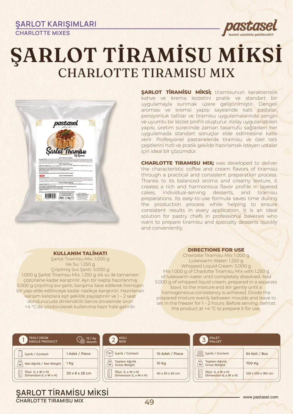 Katalog sayfa 50: Şarlot Tiramisu Miksi (Şarlot Karışımları)