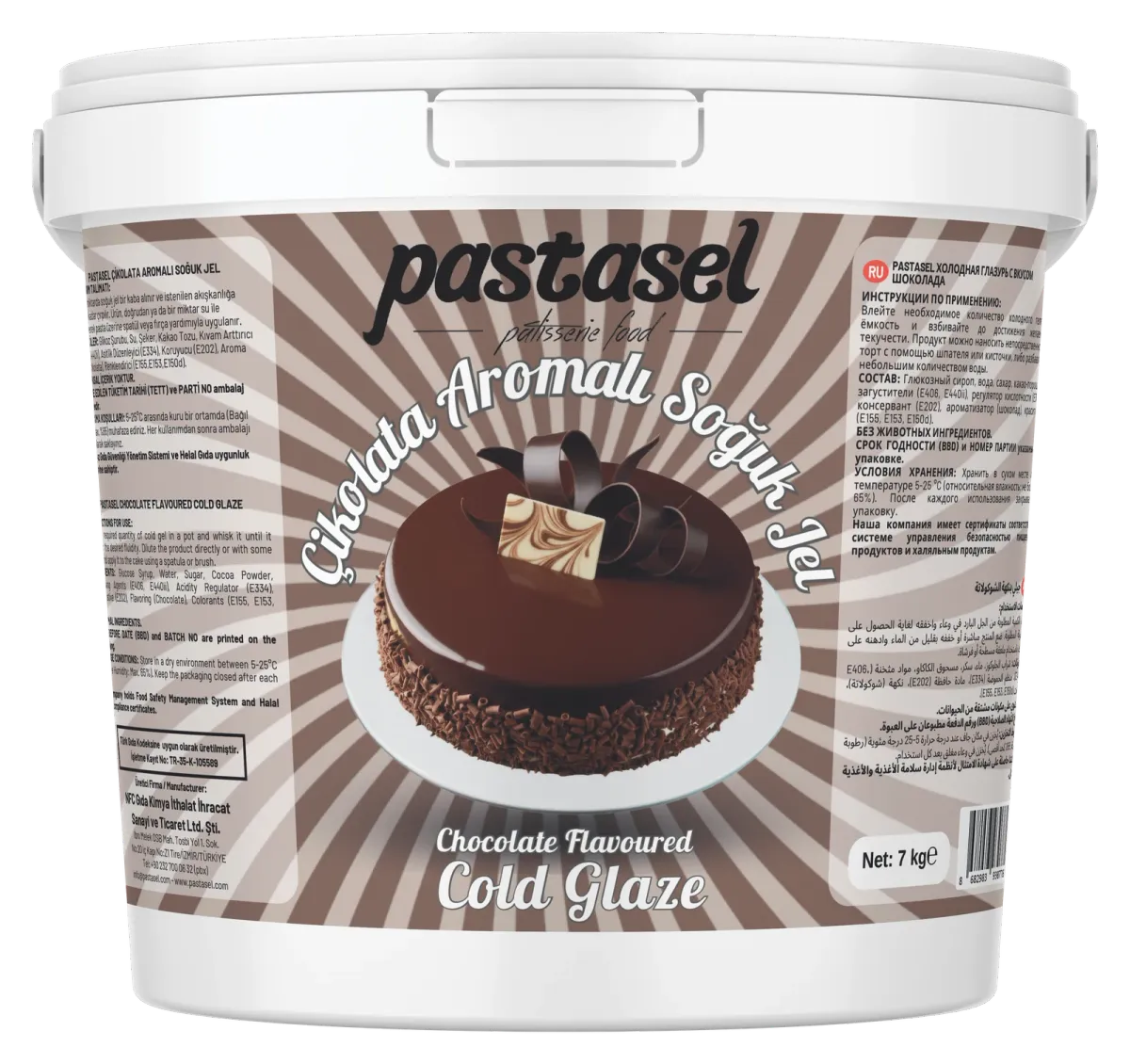 Pastasel Soğuk Jel Çikolata 7 kg kova ambalajı
