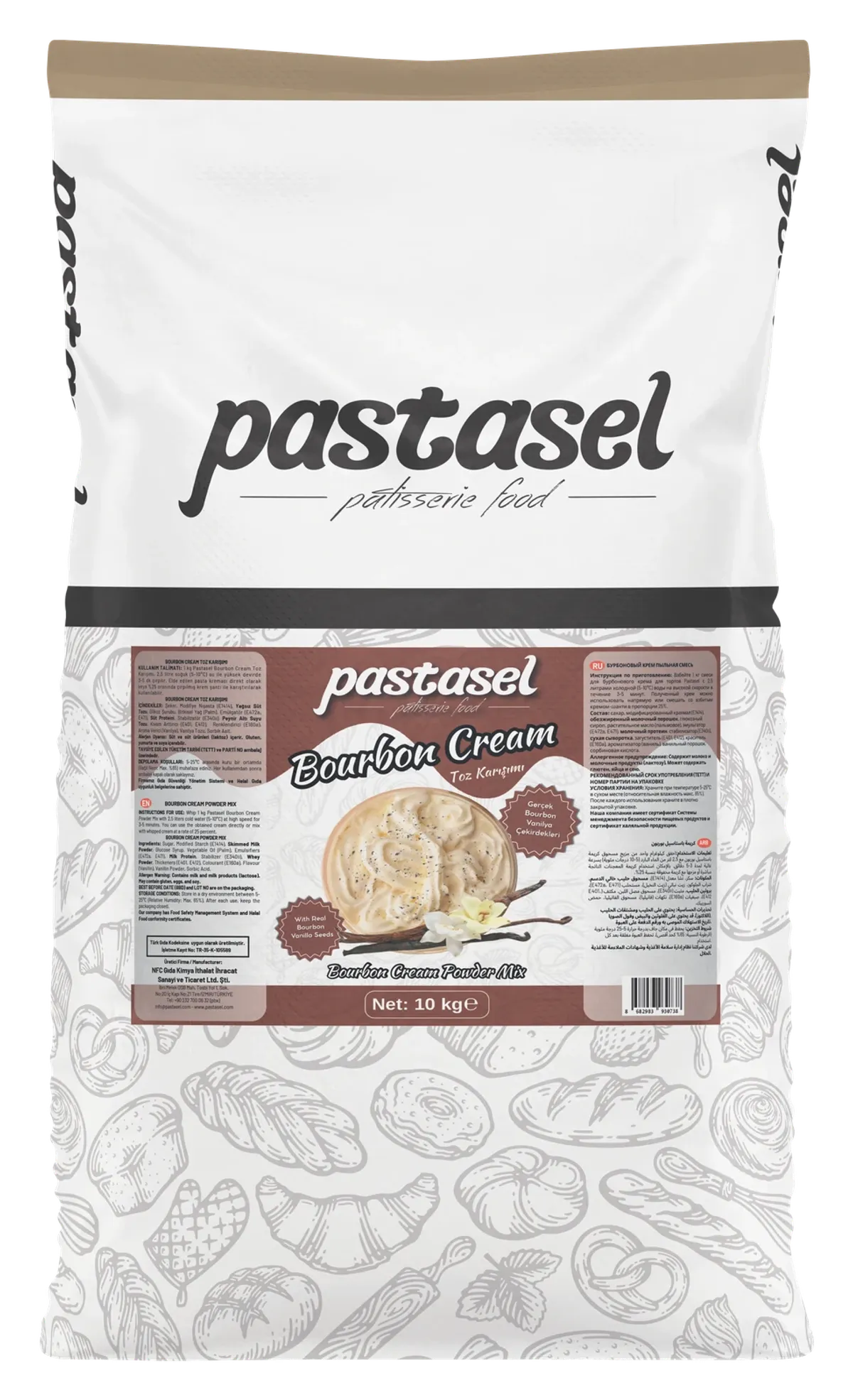 Pastasel Bourbon Cream Custard Cream, 10 kg kraft bag