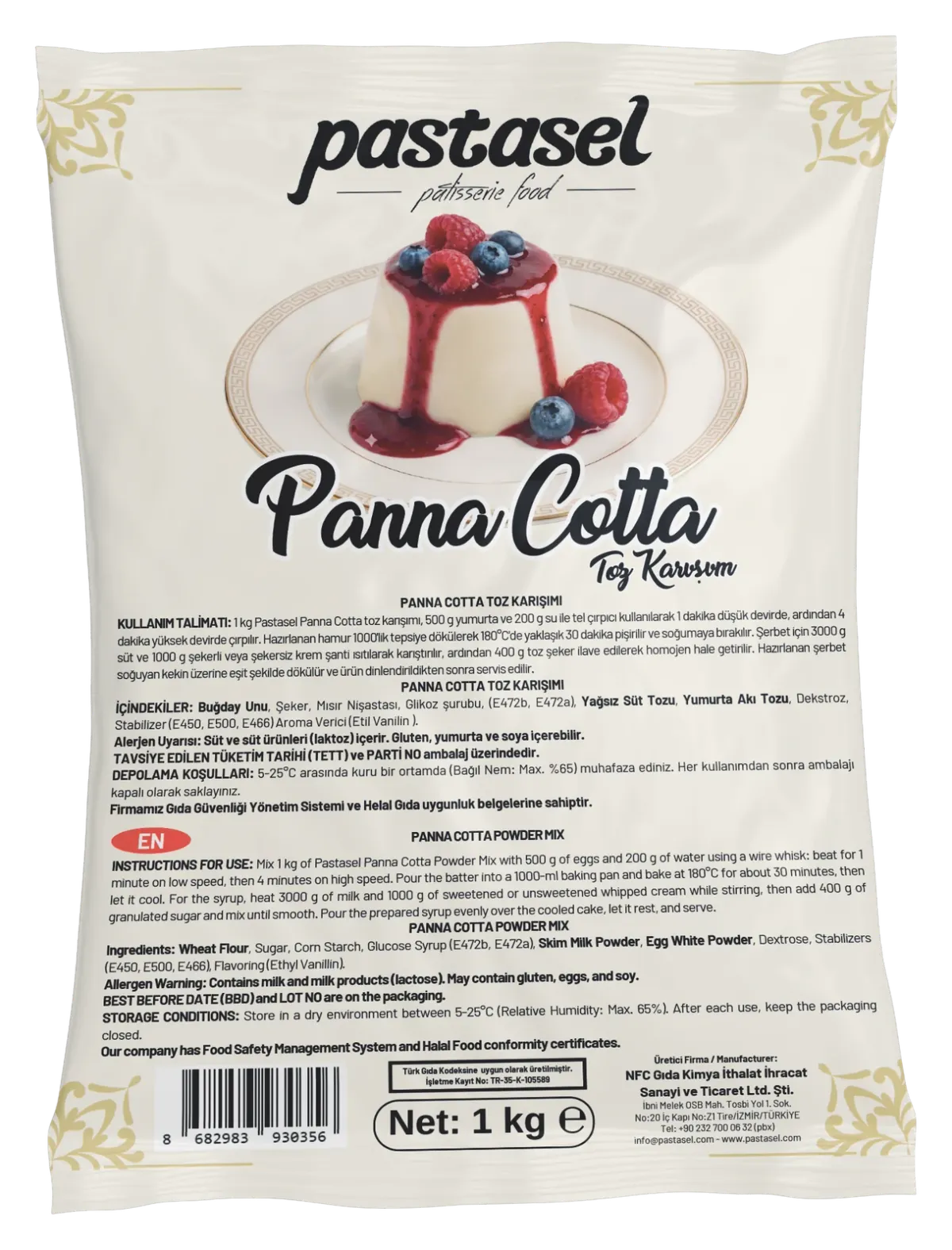 Pastasel Panna Cotta Mix, 1 kg foil pack