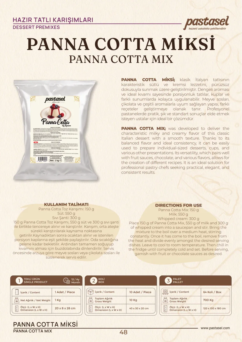 Katalog sayfa 49: Panna Cotta Miksi (Hazır Tatlı Karışımları)