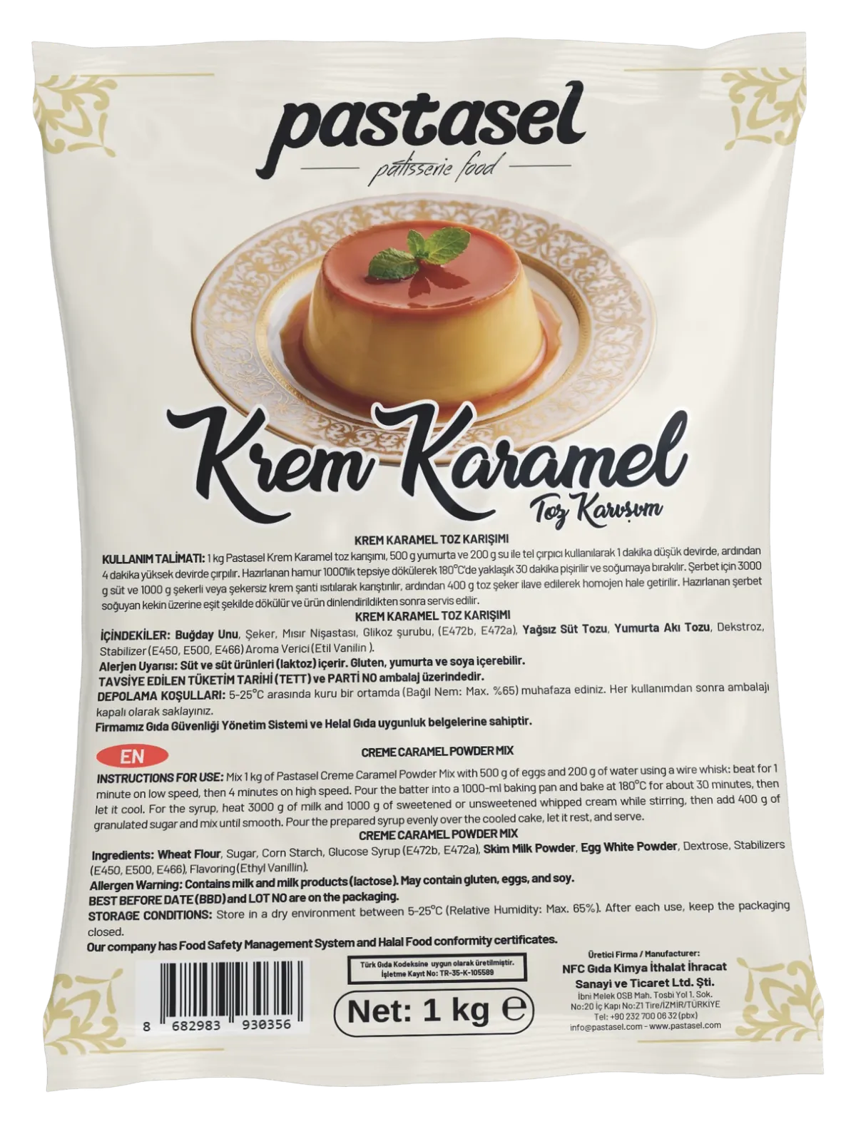 Pastasel Krem Karamel Miksi 1 kg folyo ambalajı