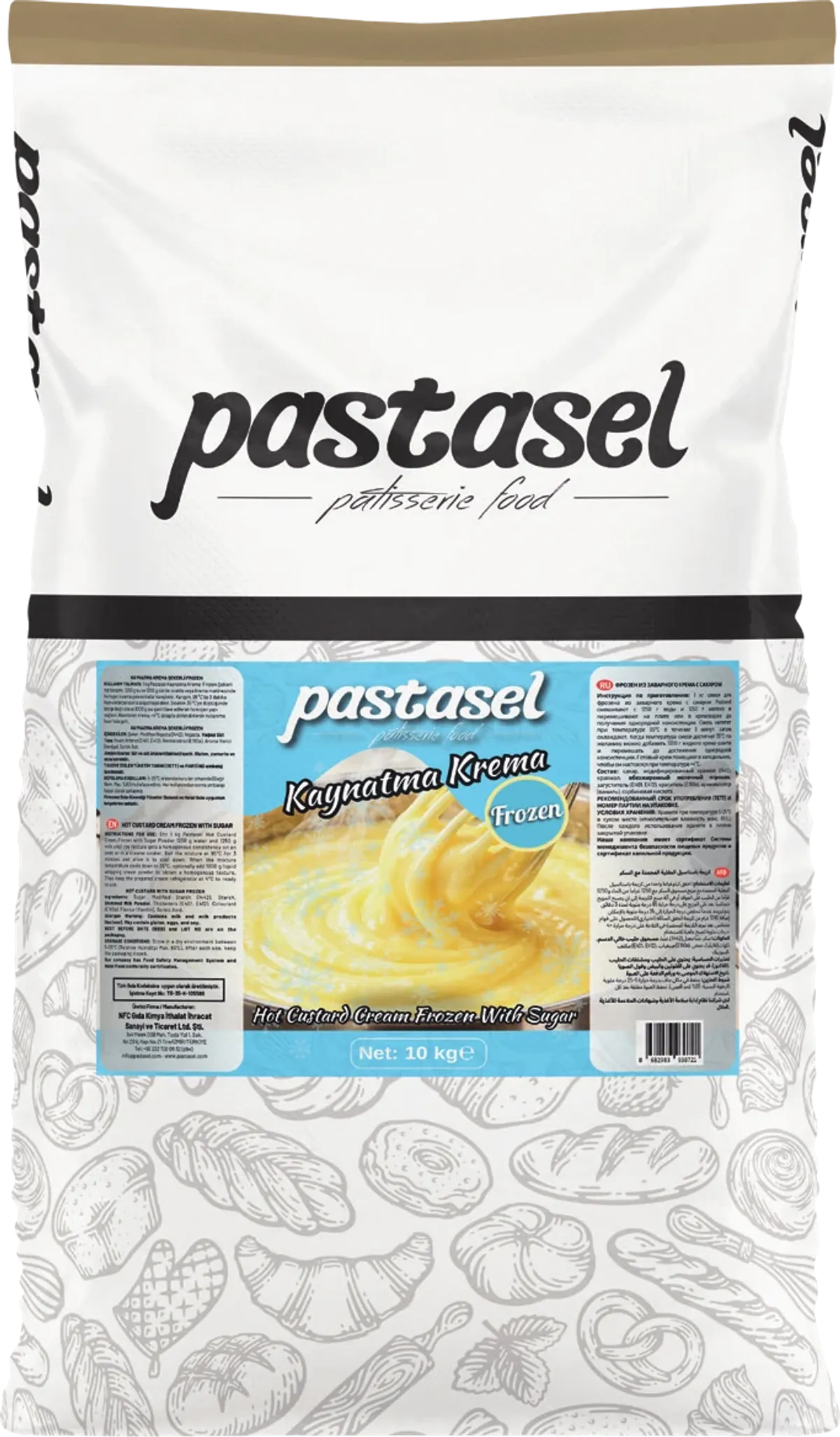 Pastasel Hot Custard Cream Frozen with Sugar, 10 kg kraft bag