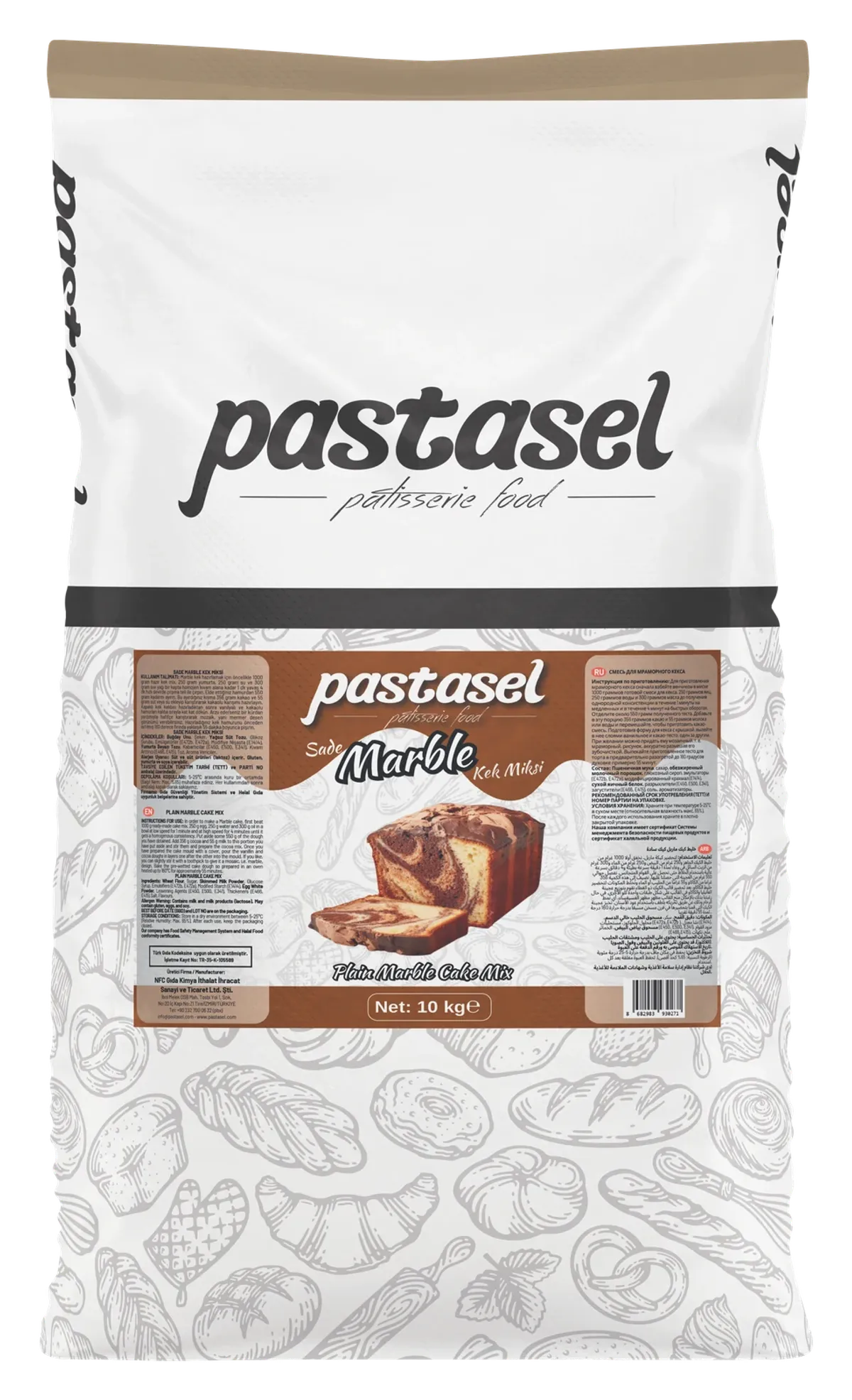 Pastasel Marble Kek Miksi Sade 10 kg kraft torba ambalajı
