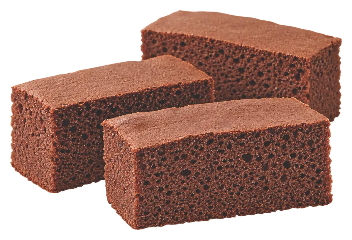 Rectangular pieces of cocoa cake