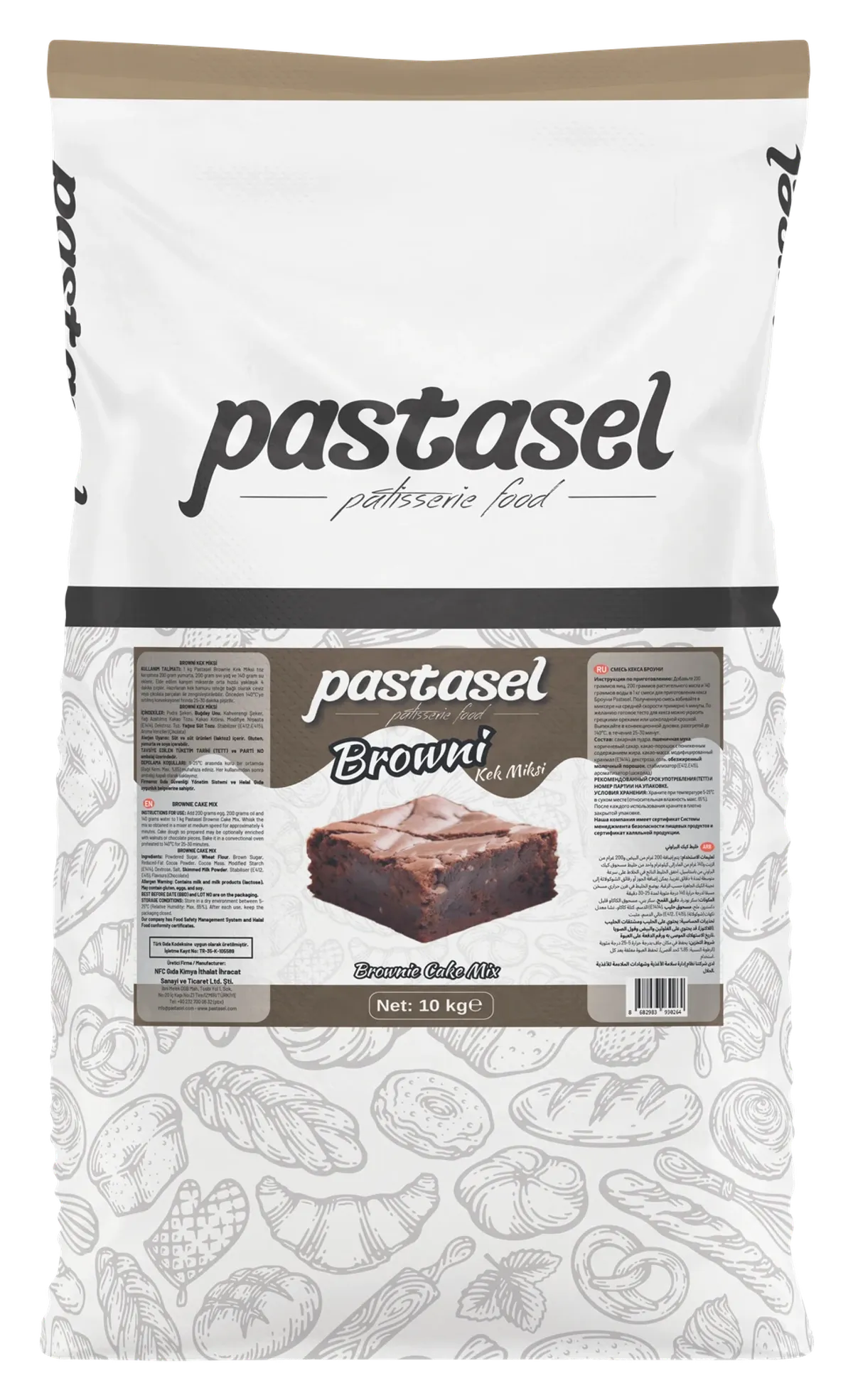 Pastasel Brownie Kek Miksi 10 kg kraft torba ambalajı